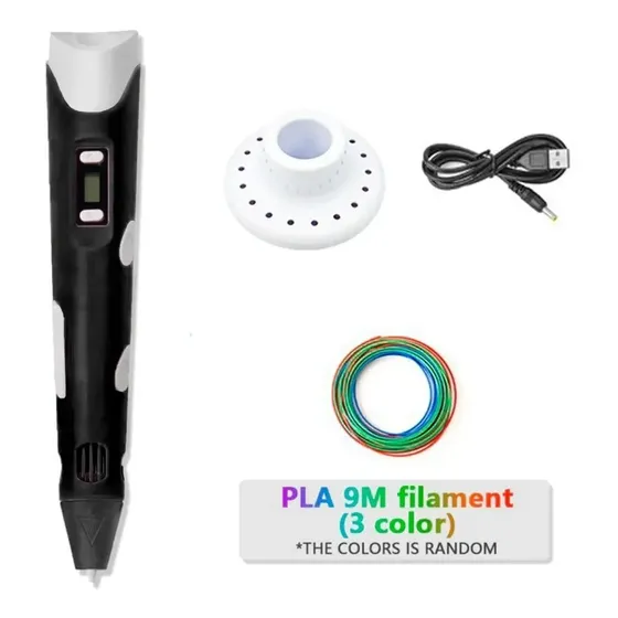 Bolígrafo Lapiz Impresora 3d Con Pantalla + Insumos Color Negro