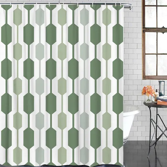 Cortina Ducha Geometrica 72  Largo Mediado Siglo Para Baño X