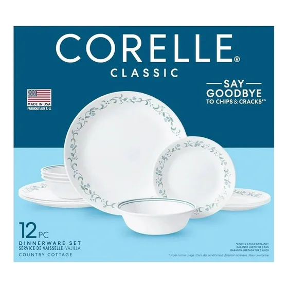 Vajilla Corelle Country Cotage Servicio 4 Personas, 12 Pzas Blanco Relieve