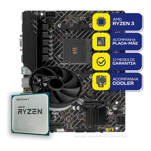 Kit Amd Ryzen 5 5600gt + Placa Mãe A520m Micro Atx Preto