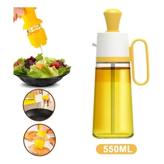 Botella Dispensador Aceite Brocha Silicon Grande Vidrio