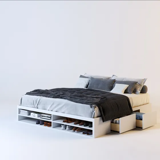 Cama Con 4 Cajones Sommier Zapatero 1,30x1,90 - 2,00x2,00mm
