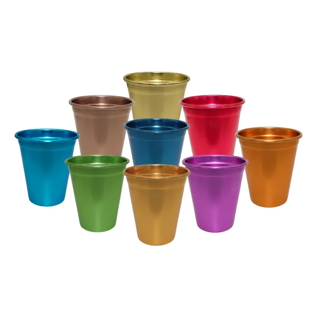 Vasos Premium De Aluminio Anodizado Set Multicolor 9 Piezas