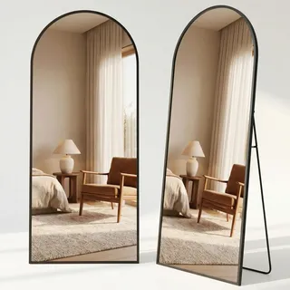 Beautypeak Espelho Corpo Inteiro 180x65 Arqueado Preto Chão Parede Pr