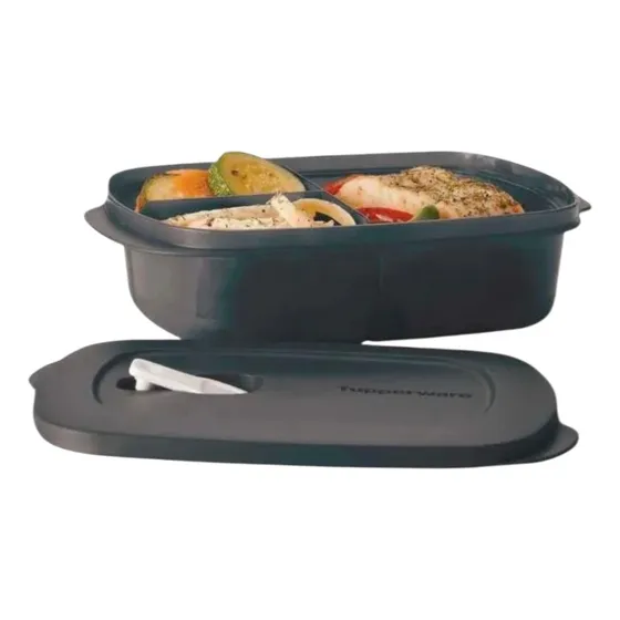 Recipiente Micro Flash Rectangular 1l Diviciones Tupperware Negro