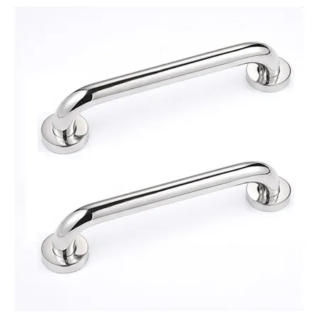 2 Barra Apoio Aço Inoxidável 60cm Banheiro Idoso Deficiente Prateado