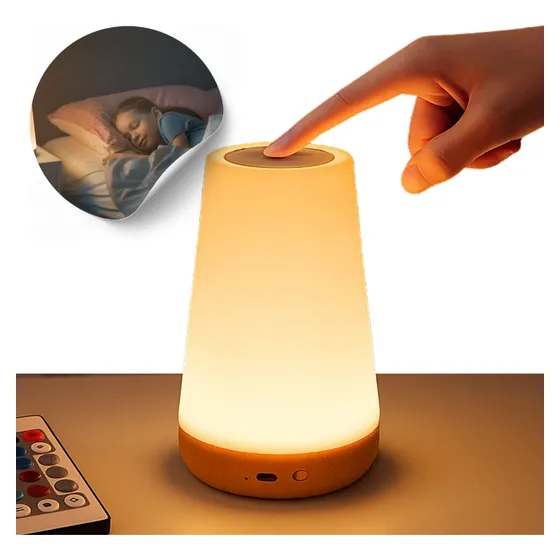 Luminária Led Rgb Toque Controle Remoto Recarga Usb C/ Timer