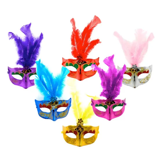 Antifaz Veneciano Colores X 10 Cotillón Activarte Color Variado Pluma