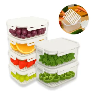 Kit 6 Pote C/ Escorredor Porta Frios Queijo Presunto Frutas Kit 6 Pote C/ Escorredor Porta Frios Queijo Presunto Frutas