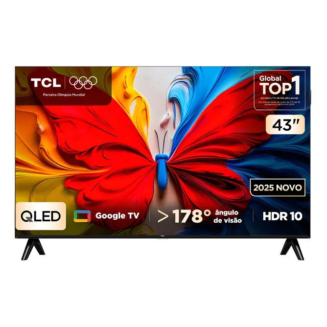 Smart Tv Tcl 43 Polegadas Full Hd Qled S5k Wifi Bluetooth Google Tv 2 Hdmi Hdr10 Dolby Audio 43s5k