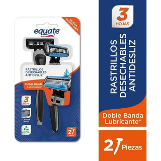 Rastrillos Desechables Equate Antidesliz Con 3 Hojas 2 Pieza Rastrillos Desechables Equate Antidesliz Con 3 Hojas 2 Pieza