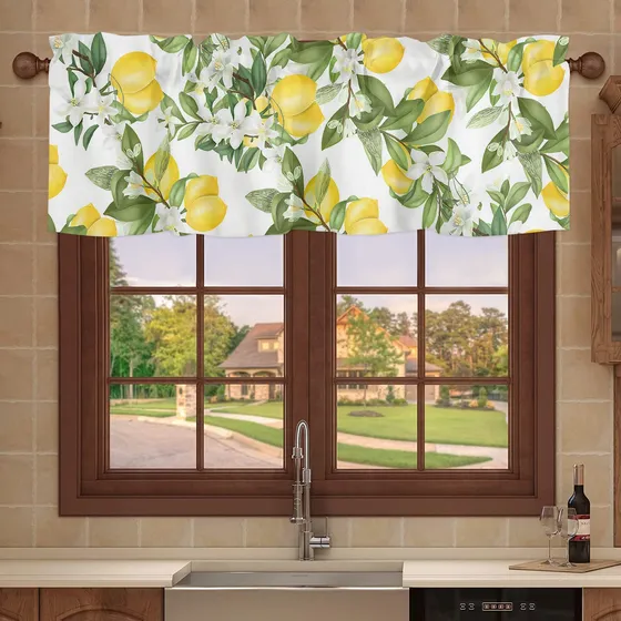 Cortina Cocina Limon Cenefa Para Ventana Baño Corta Bolsillo
