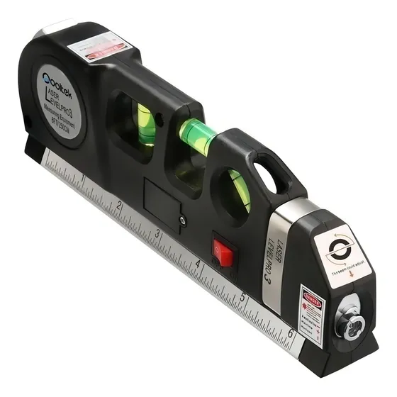 Fixit nivel laser 3 burbujas cinta métrica regla cruz horizontal vertical negro
