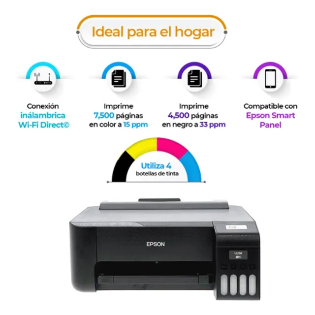 Impresora Epson Ecotank L1250 Con Wifi Negro