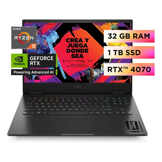 Notebook Hp Gamer Omen 16-xf0005la AMD Ryzen 9 32gb Ram 1tb Ssd Rtx4070 8gb Windows 11 Home