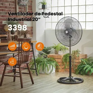Ventilador De Pedestal Pie Mytek 3398 20 Pulgadas Metálico Cantidad De Aspas 3 Estructura Negro Aspas Gris Diámetro 50.8 Cm Frecuencia 60 Hz Material De Las Aspas Metalicas
