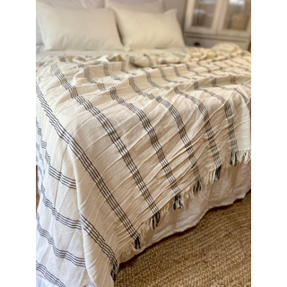 Manta Pie De Cama Queen Tusor Texturizado 130x230 Con Flecos Rayas Grafito Carola Manta Pie De Cama Queen Tusor Texturizado 130x230 Con Flecos Rayas Grafito Carola