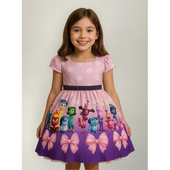 Vestido Divertidamente Temático Alegria Infantil Aniversário
