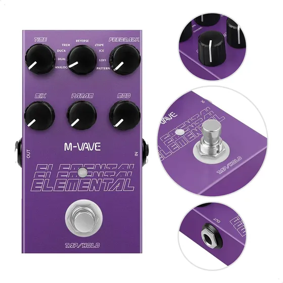 Pedal Delay Digital M-vave Elemental Vave975 9 Efeitos