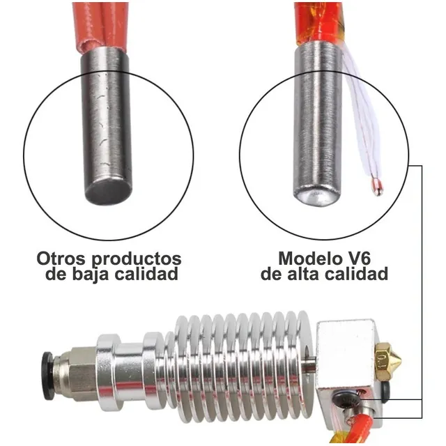 Hotend Simil E3d Ptfe Extrusor V6 1.75mm Impresora 3d Reprap Voltaje de funcionamiento 12V