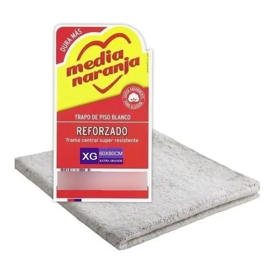 Trapo De Piso Tejido Blanco Xg Reforzado Media Naranja