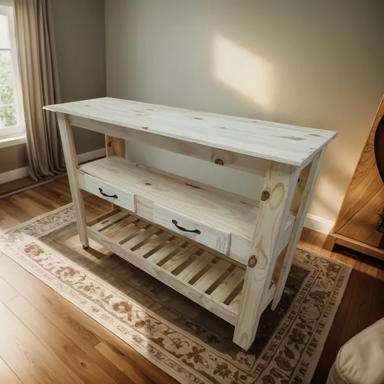 Mesa Quesera Desayunador De Arrime 1.20 Mt 2 Cajones Pino Pino Natural