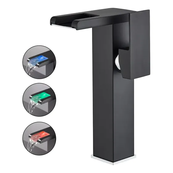 Luz Led Baño Lavabo Grifo Grifo Mezclador Cascada De Oro