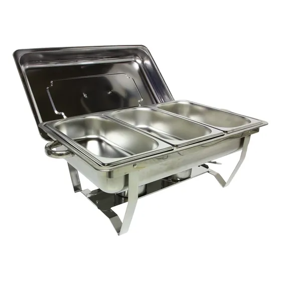 JMA Inox KL065-03-1 Rechaud 9 Litros 1/3 Panelas Banho Maria 3 Cubas Buffet