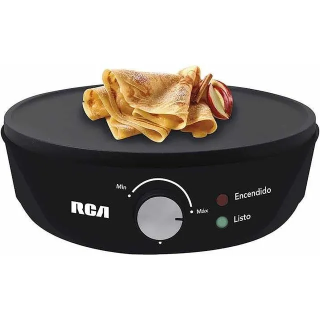 Crepera Eléctrica Marca Rca Antiadherente Con Accesorios Color Negro