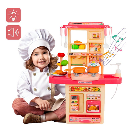Cozinha Infantil De Brinquedo Kit Completo Sai Água E Som Cozinha Infantil De Brinquedo Kit Completo Sai Água E Som
