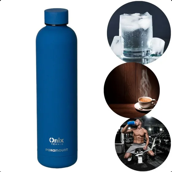 Garrafa Água Térmica Academia Inox E Silicone 1000ml Cores