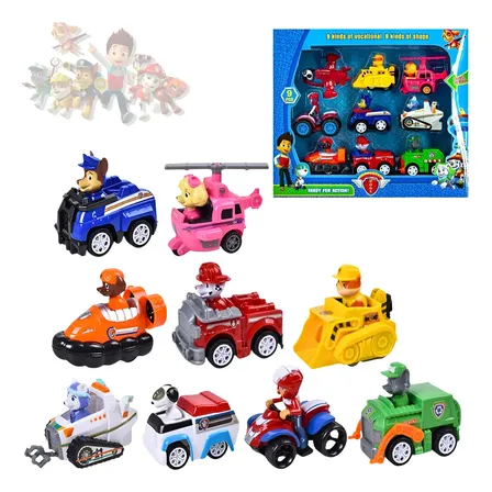 Kit Patrulha Canina 9 Carrinhos Fricção Brinquedos Coleção Azul