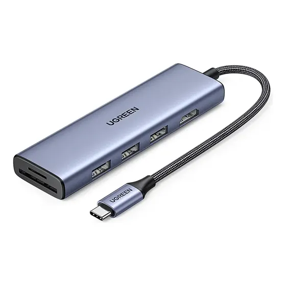 HUB USB-C UGREEN 6 en 1 HDMI 4K 30Hz 3 Puertos USB 3 0 Lector Tarjeta SD Micro SD (TF) Uso Simultáneo Chip de Última Generación | Cuotas sin interés