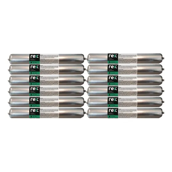 Pack 12 Silicona Estructural Negra Rex 600ml Sellante/imperm