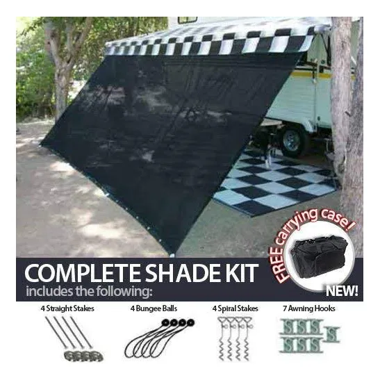 8 'x 16' Rv Manual Toldo Sombra Neta (negro) Kit Completo