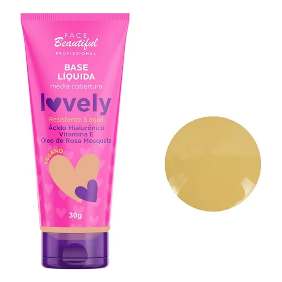 Base Líquida Média Cobertura Lovely 30gr - Face Beautiful