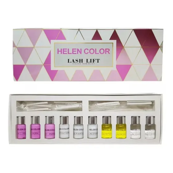 Kit Lash Lifting Permanente Cílios Helen Color Cor Rosa-pálido