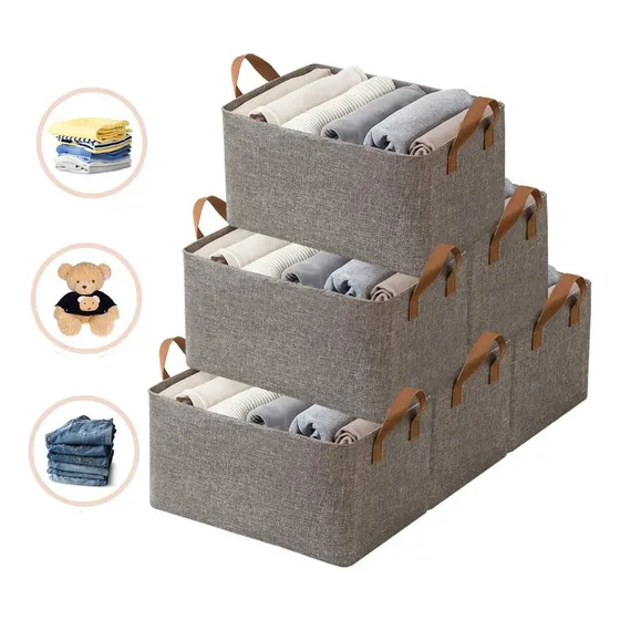 Kit 6 Cesto Caixa Organizadora Guarda Roupa Grande Dobrável