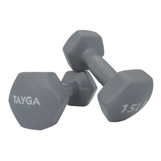 Par Mancuernas Hexagonal Vinil De 15 Lb Gris Par Mancuernas Hexagonal Vinil De 15 Lb Gris
