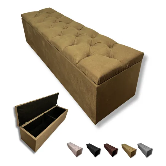 Bau Puff Capitonê Quarto 1.40m Pé De Cama Box Casal