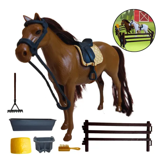 Cavalo Brinquedo Kit Acessórios Estábulo Horse Club Presente