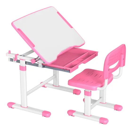 Mesa E Cadeira Infantil Estudos Desenho Altura Regulável B207 Rosa