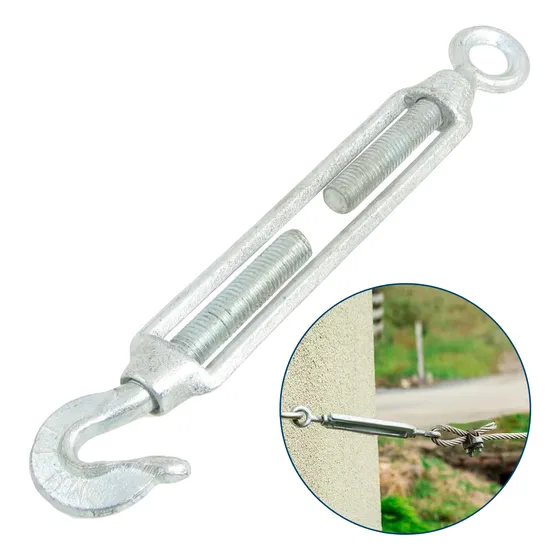 Tensor Ojo Gancho Galvanizado Piola Acero 3/8 M10 Pack De 12