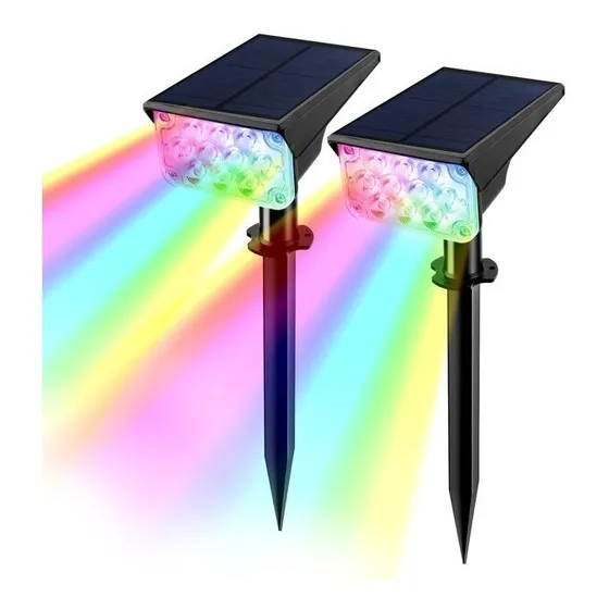 Kit2 Luminária Luz Solar Spot Super Led Grama Jardim Cor Rgb