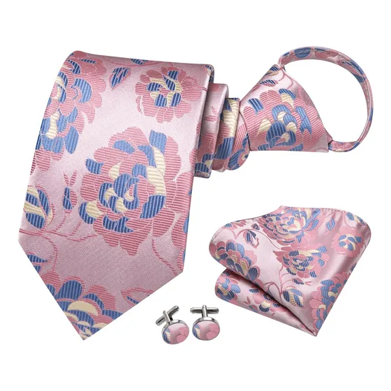 3884 Corbata Seda Jacquard Rosa Palo Nudo Ajustable Y Normal