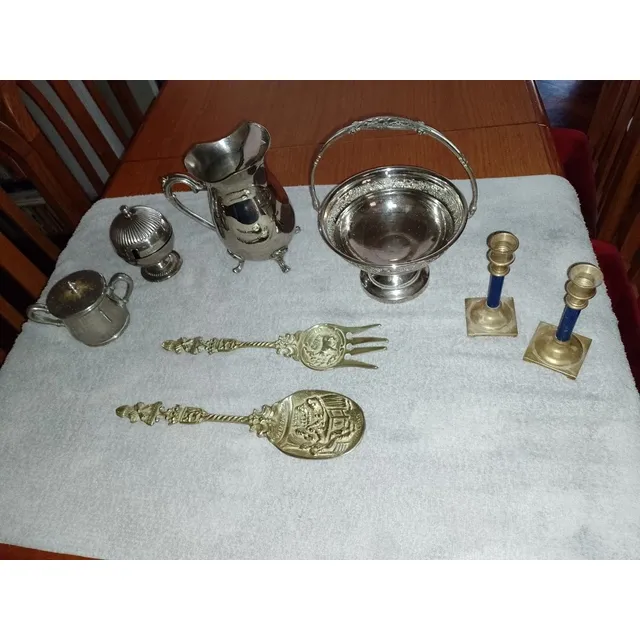 Plata Antigua Y Bronce Vajilla Accesorios 