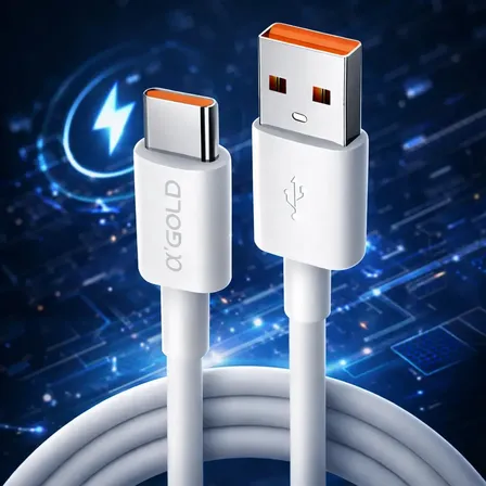 Cabo Carregador Usb Para Tipo C B Basto De 1 M, Carga Rápida De 6a Para Xiaomi, Samsung E iPhone 15 Branco