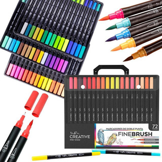Marcadores Doble Punta Cincel / Fina Finebrush 72 Pzas Indra Marcadores Doble Punta Cincel / Fina Finebrush 72 Pzas Indra