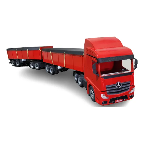 Carreta Mb Actros Bi-trem Báscula Em Madeira Mdf Miniatura
