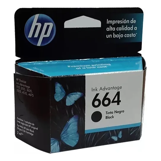 Cartucho Tinta Original Hp 664 Negro Nuevo